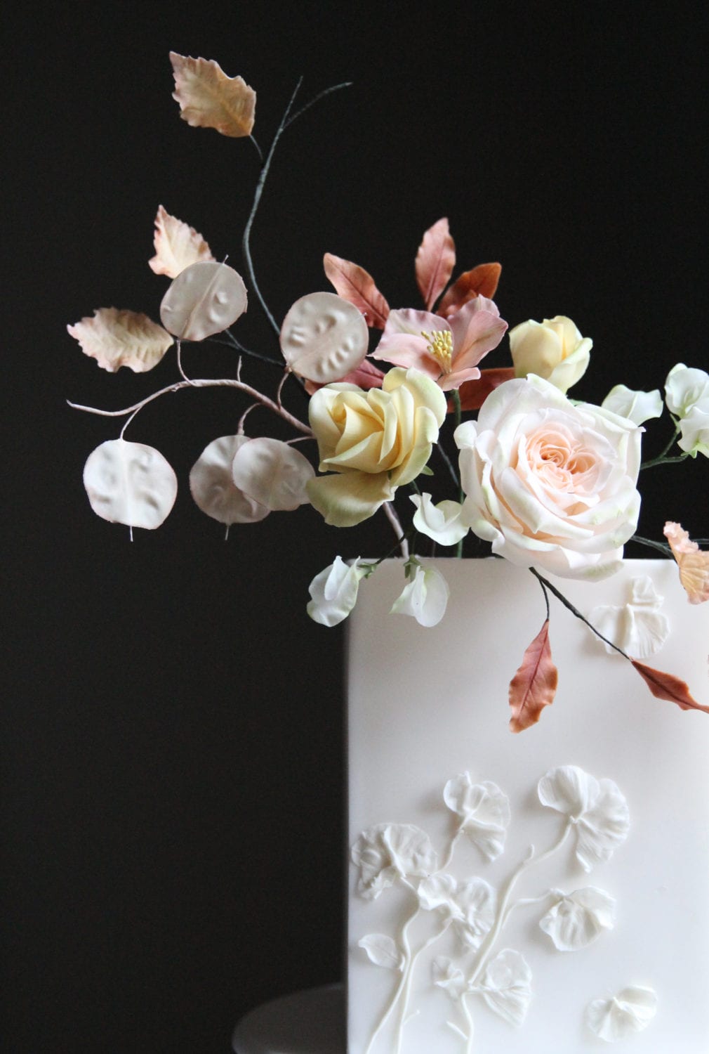 Autumn Flowers Texture Wedding Cake