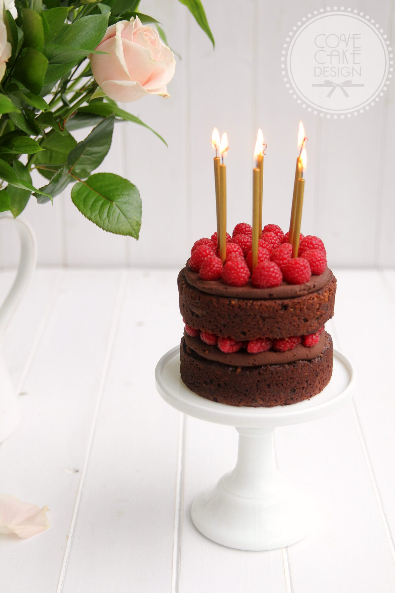 Vegan Chocolate Pistachio Cake with Raspberries Cove Cake Design