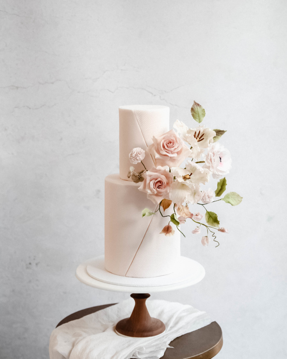 Peach Floral Two Tier Cake | Wedding Cake | ORDER CUSTOM CAKES IN BANGALORE  – Liliyum Patisserie & Cafe