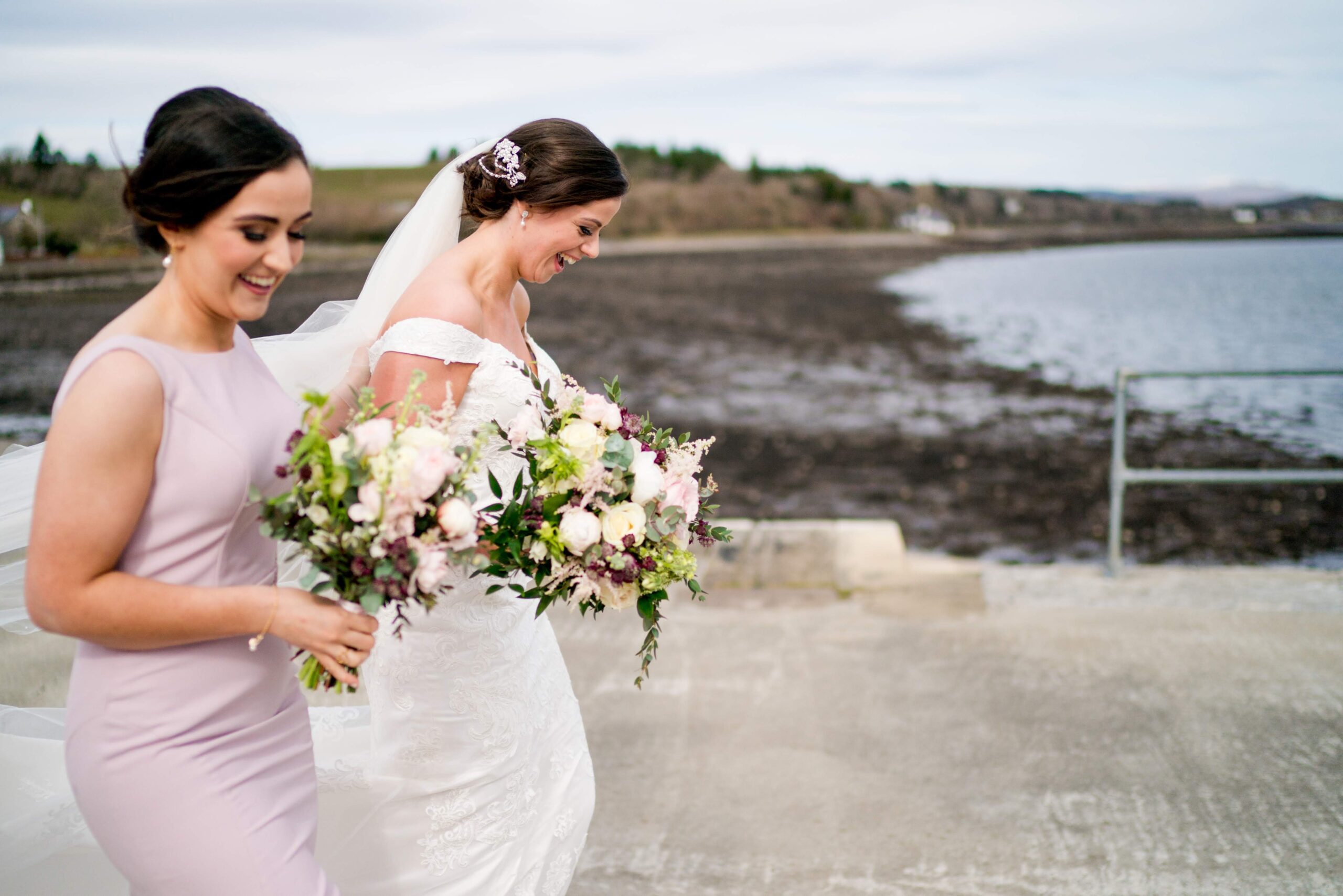 Bride and bridesmaid