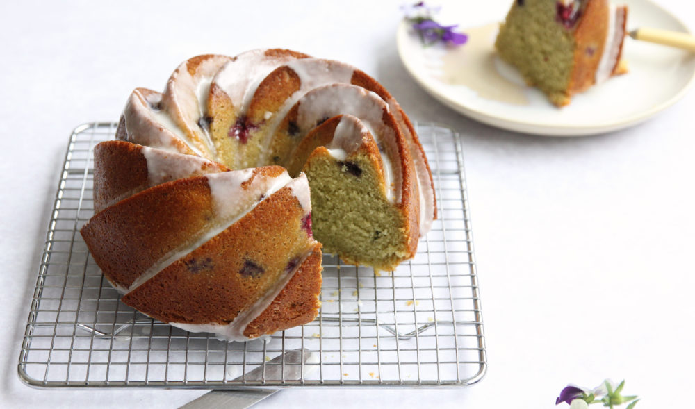 Lime Basil Blackberry Bundt Cake