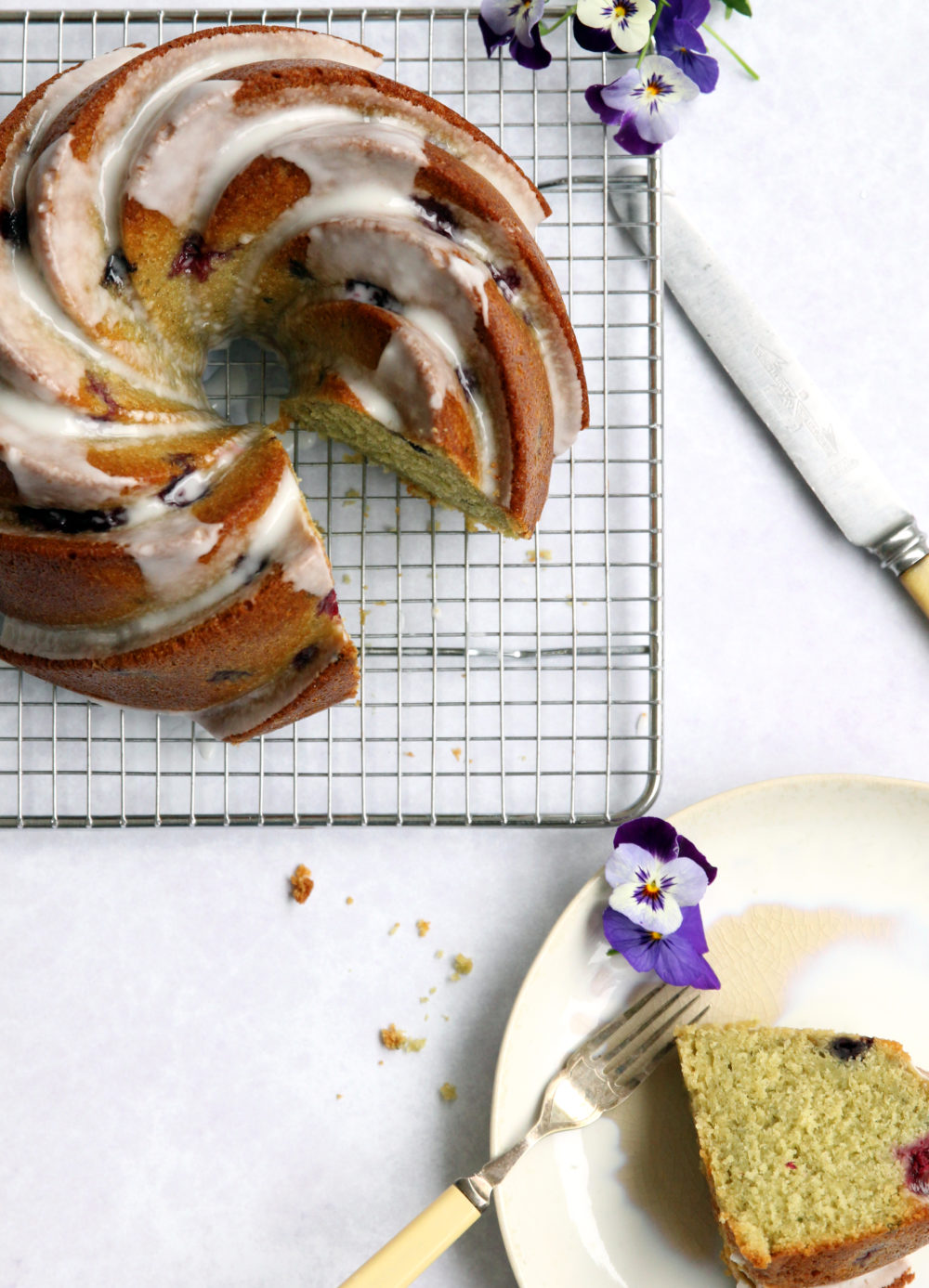 Lime Basil Blackberry Bundt Cake