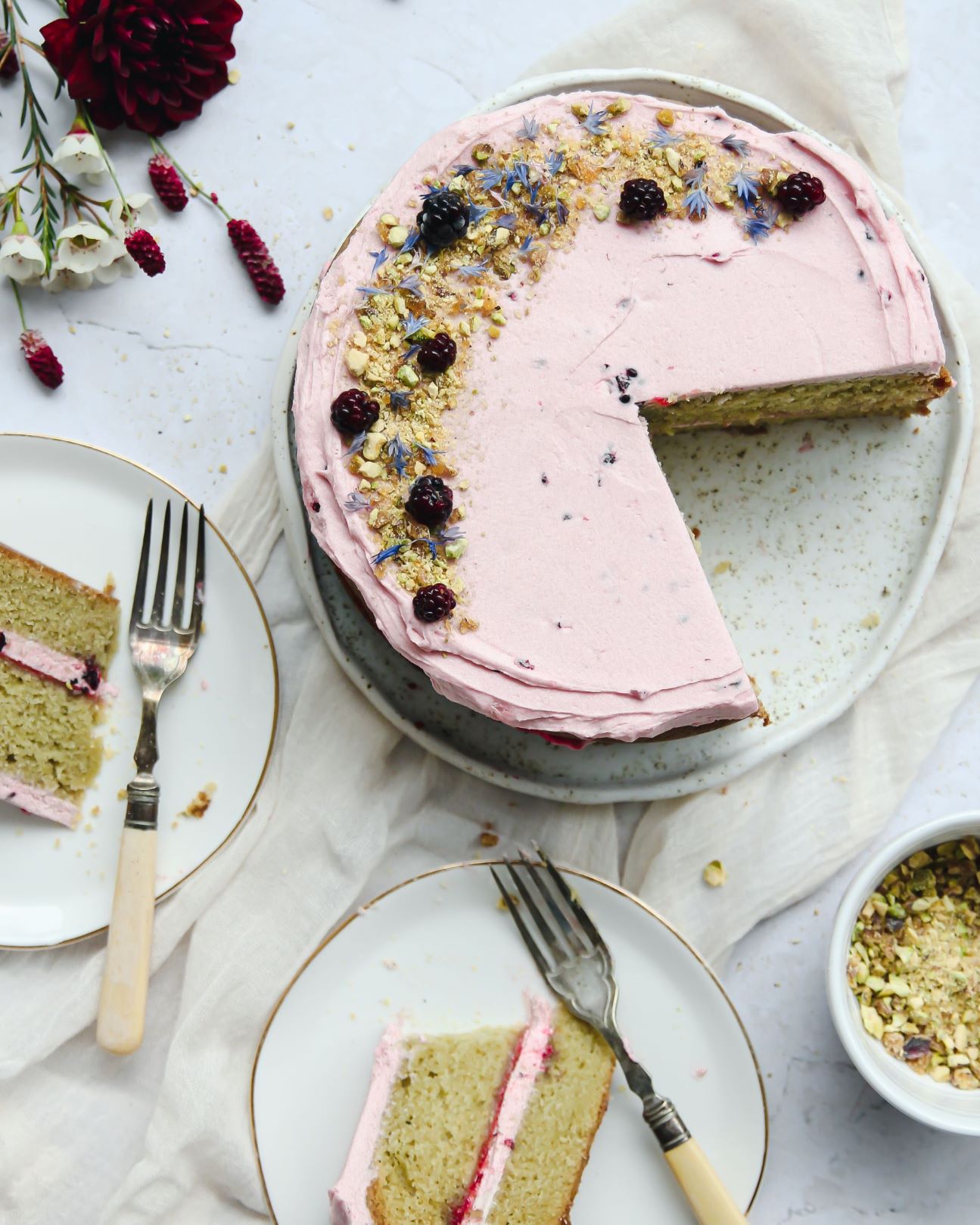 Matcha Blackberry Cake Recipe