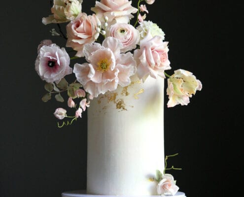 Sugar flower wedding cake