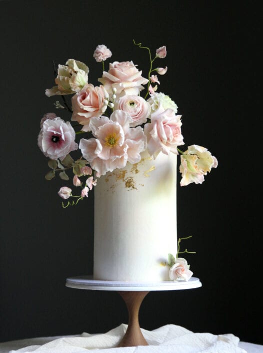 Sugar flower wedding cake