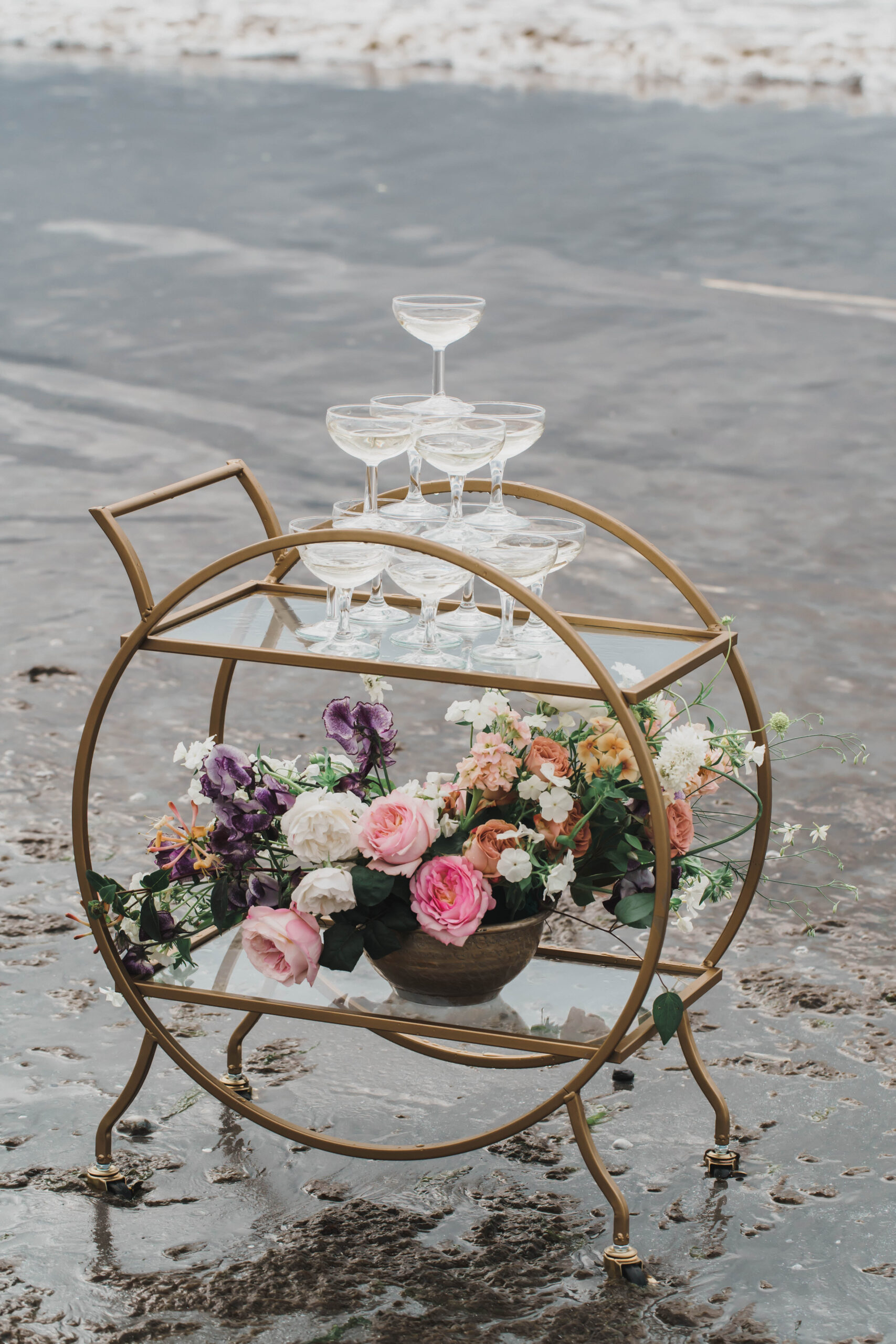 Beach wedding drinks trolley 