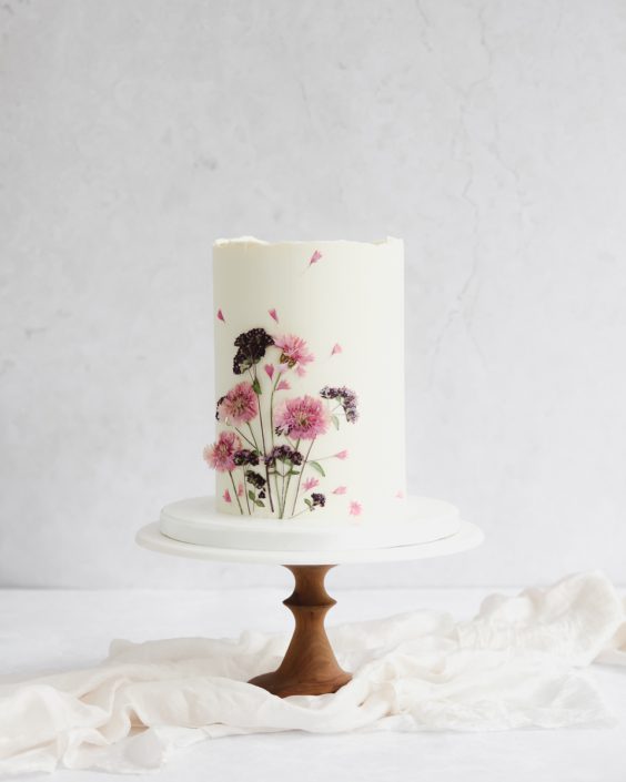 Pressed Flower Wedding Cake