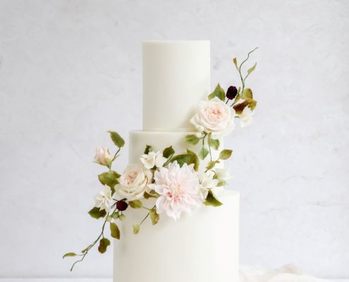 Sugar flower wedding cake cove cake design