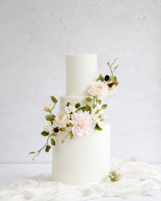 Sugar flower wedding cake cove cake design