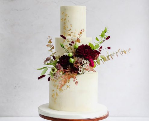 Autumn floral wedding cake
