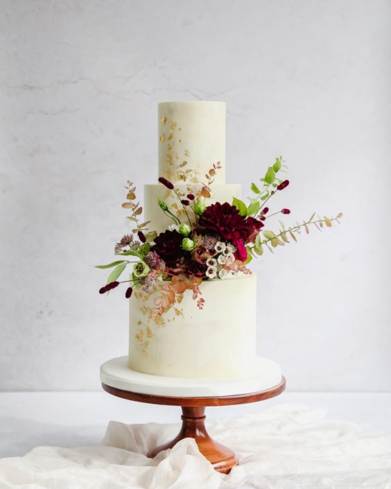 Autumn floral wedding cake