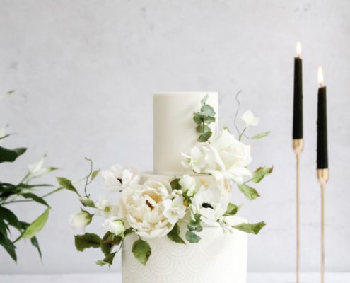 White Flower Wedding Cake