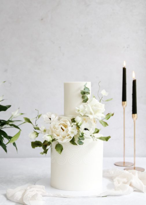 White Flower Wedding Cake