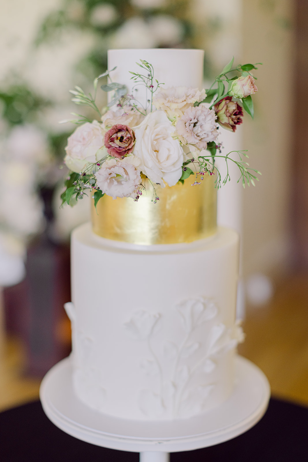 Floral Gold Wedding Cake