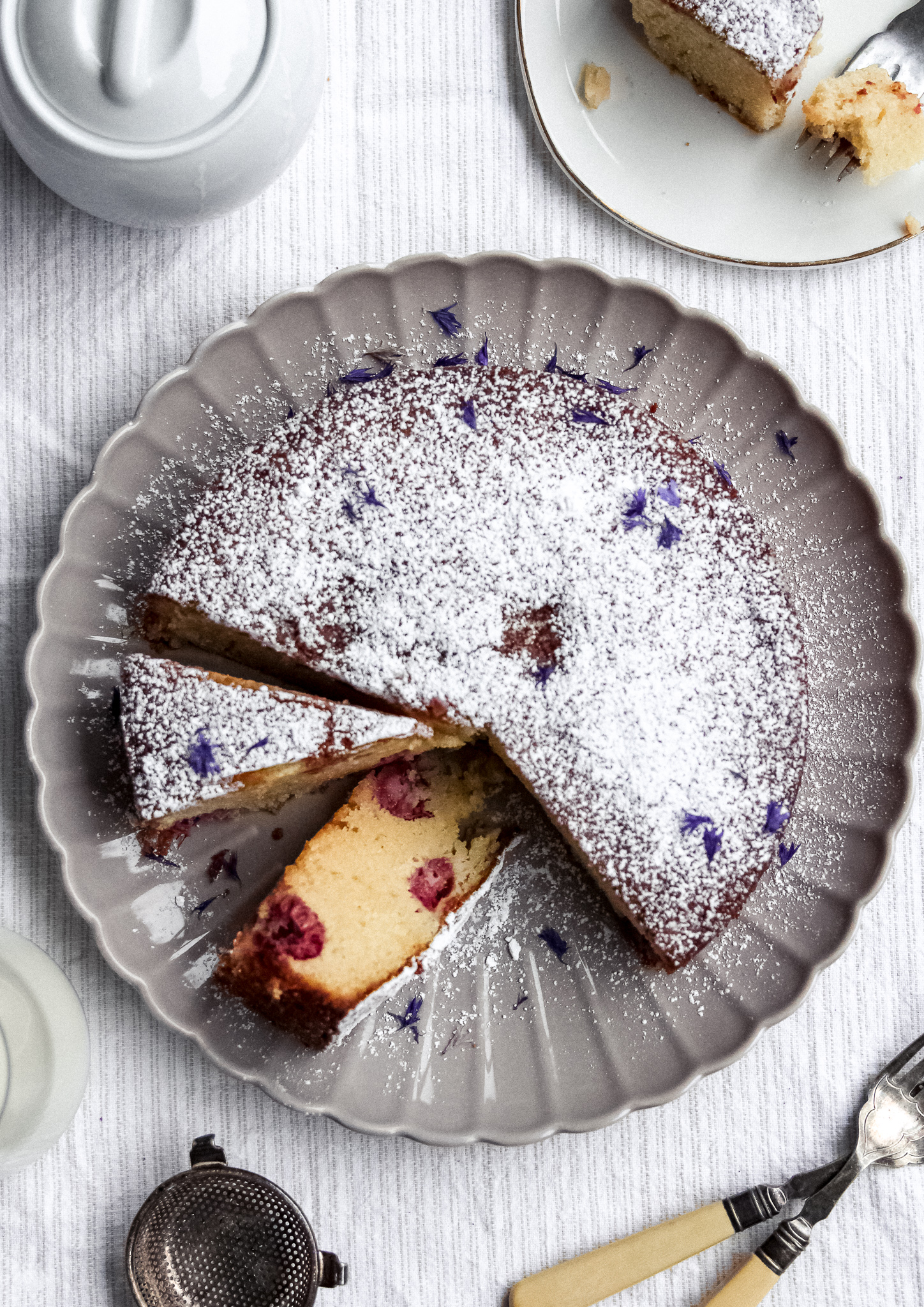 Lemon Almond Marzipan Raspberry Cake 