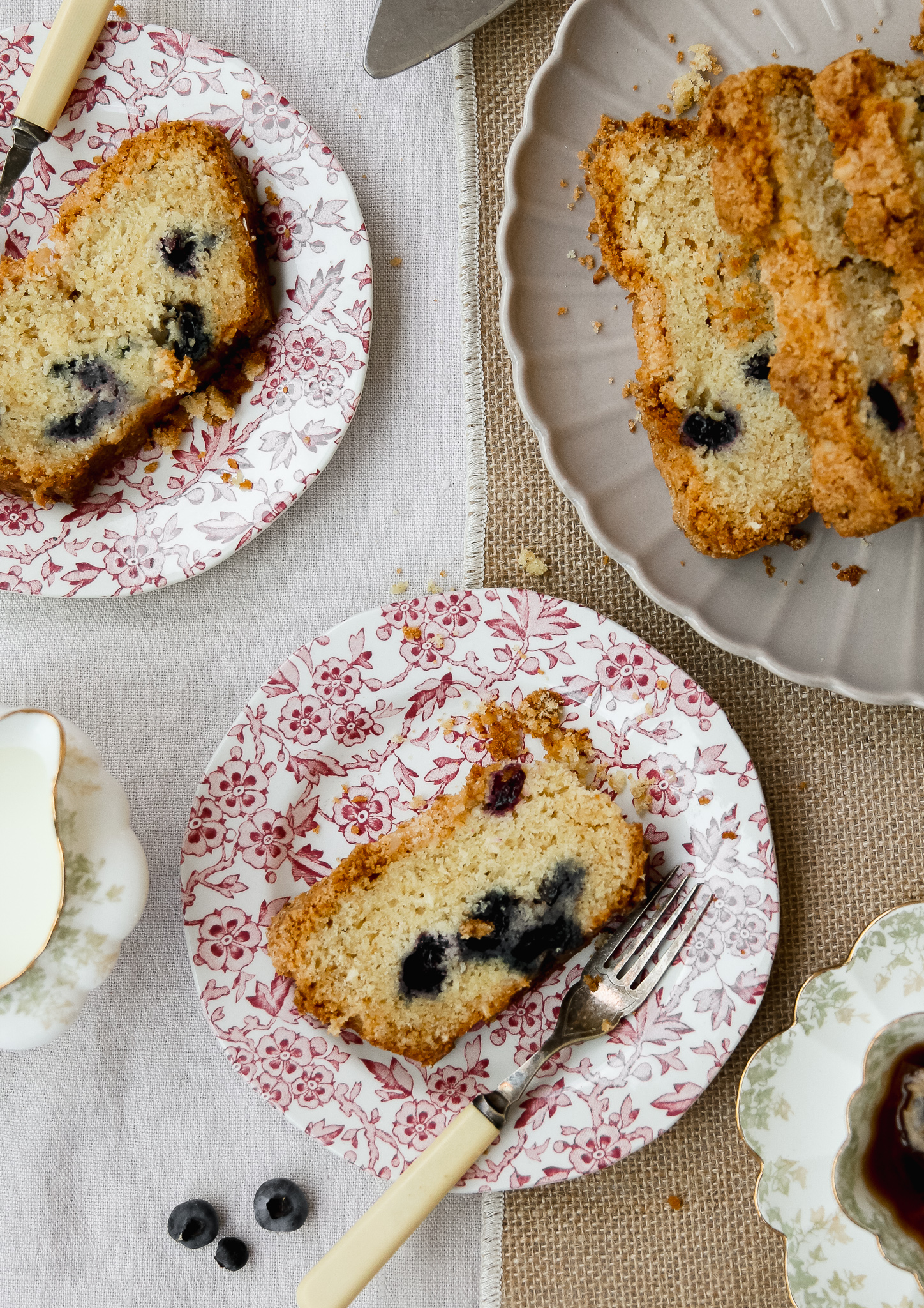 Vanilla Blueberry loaf cake slices