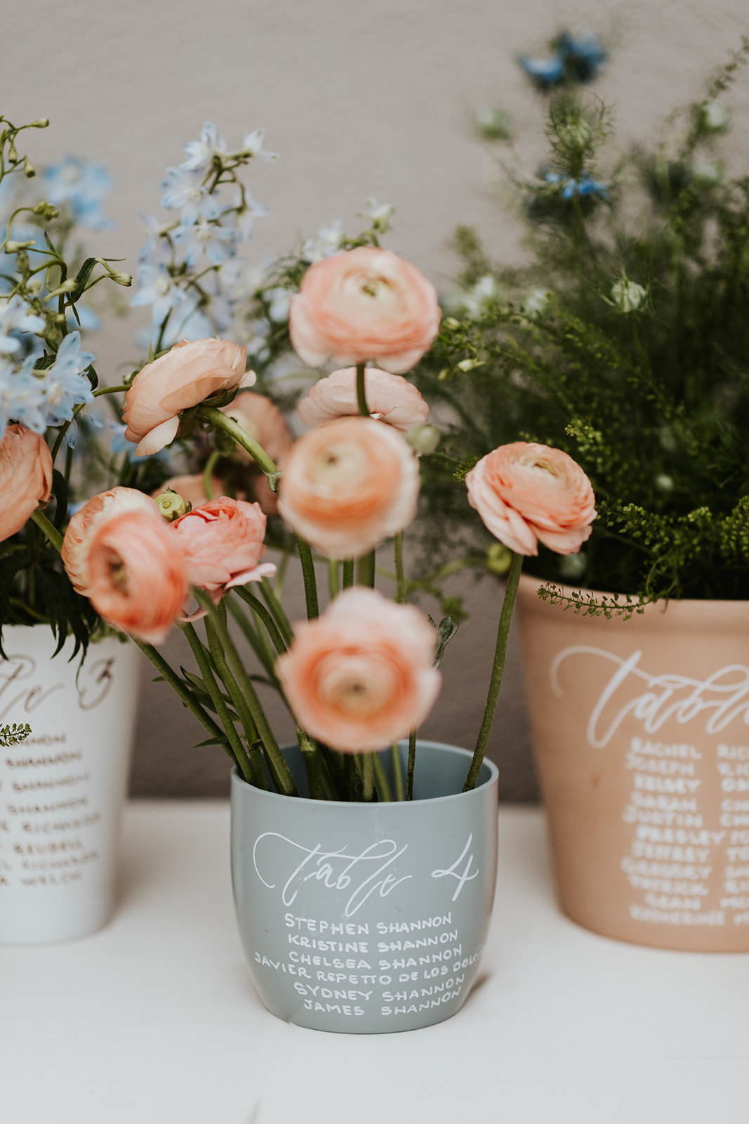 Flower pots with calligraphy table plan